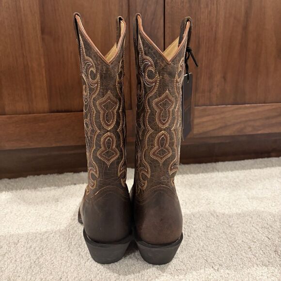 NEW Shyanne Jesse Performance Western Boots Women 5 Dark Brown Leather Handcraft - Picture 4 of 9